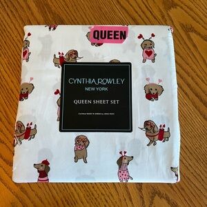 Cynthia Rowley Queen Valentine’s Dog Sheet Set